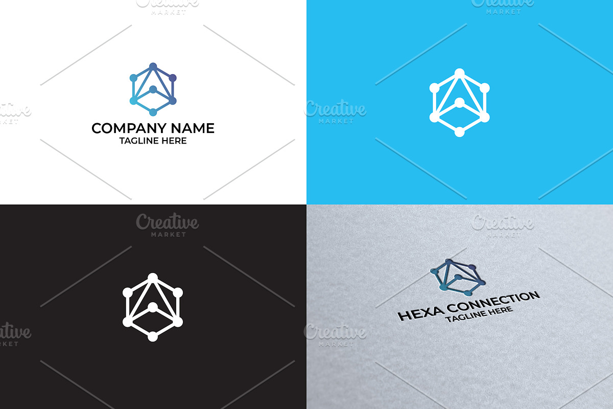 Hexagon Connection Logo in Logo Templates - product preview 8