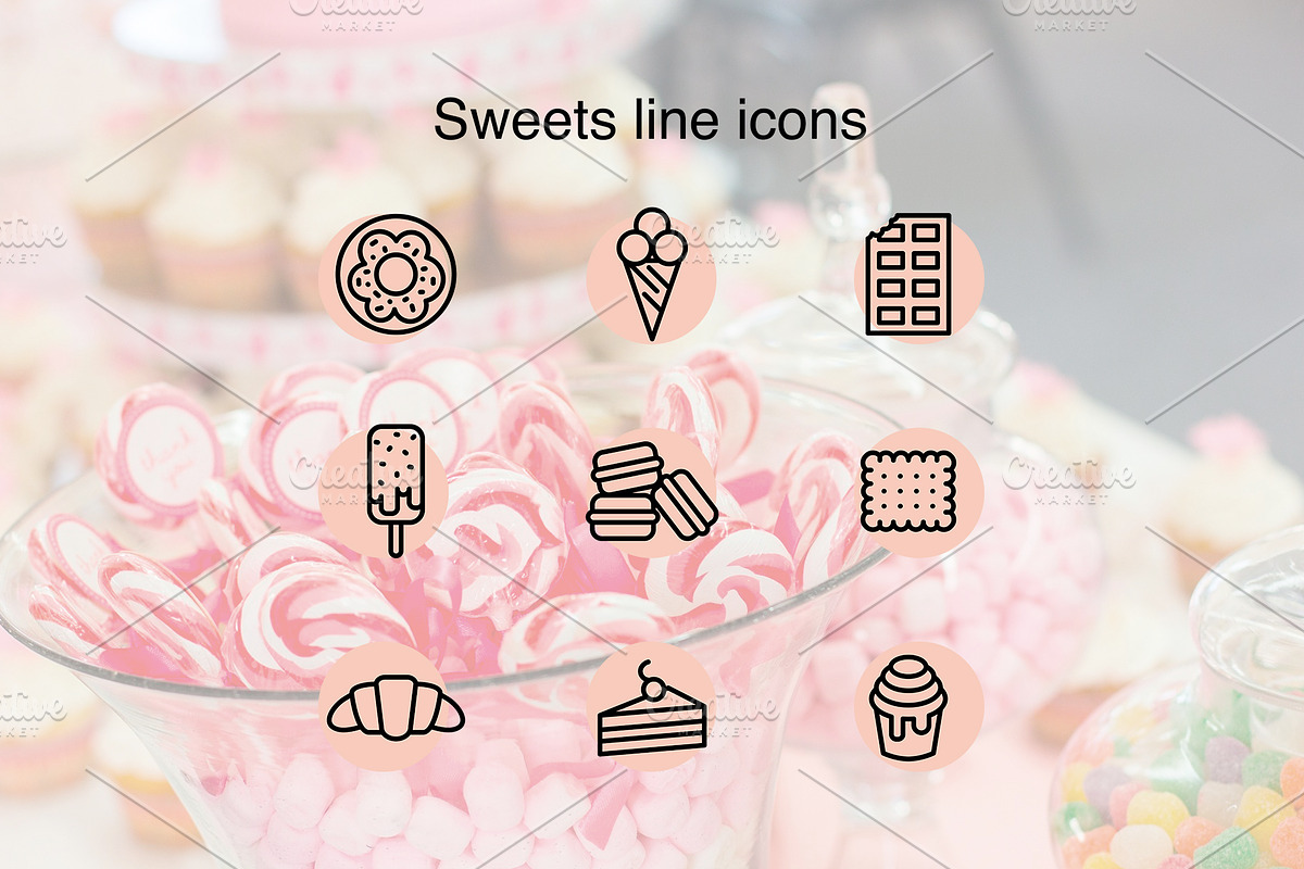 Sweets line icons in Icons - product preview 8