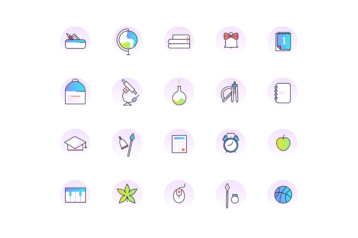 School & Education Color Line Icons in School Icons - product preview 8