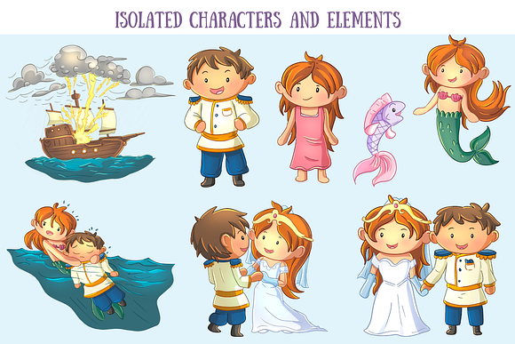 Little Mermaid Clip Art Collection in Illustrations - product preview 3