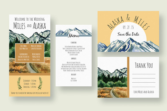 Mountain Wedding Invitation Suite in Wedding Templates - product preview 1