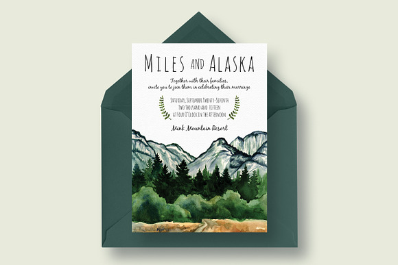 Mountain Wedding Invitation Suite in Wedding Templates - product preview 2
