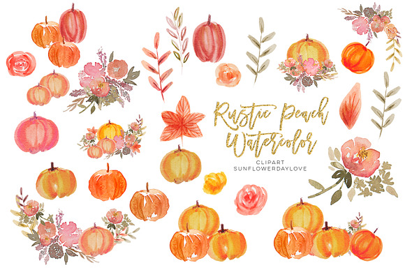 Rustic Autumn Pumpkin Clipart in Illustrations - product preview 1