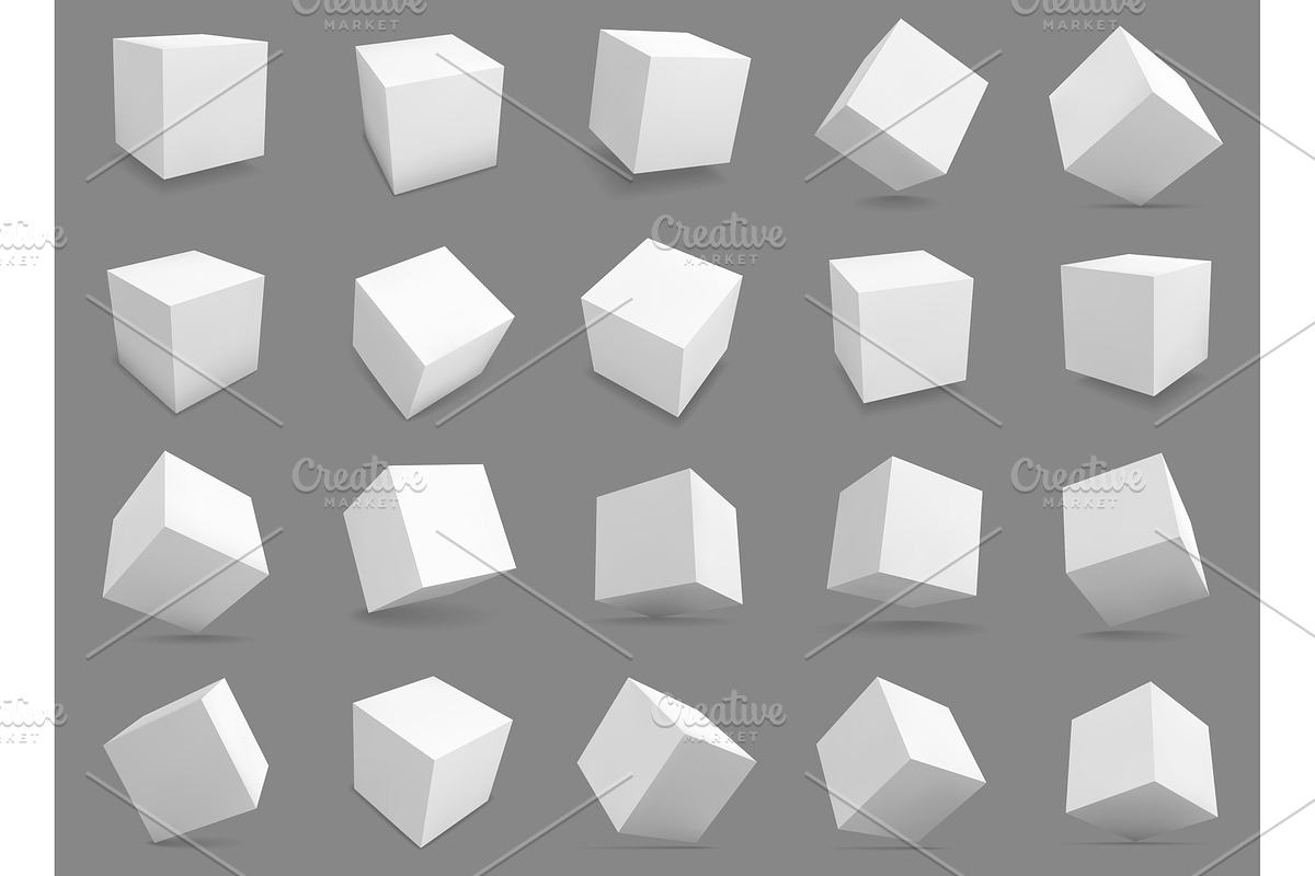 3d cubes. White blocks with in Objects - product preview 8