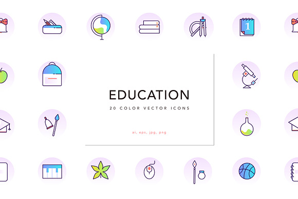 School & Education Color Line Icons in School Icons - product preview 3
