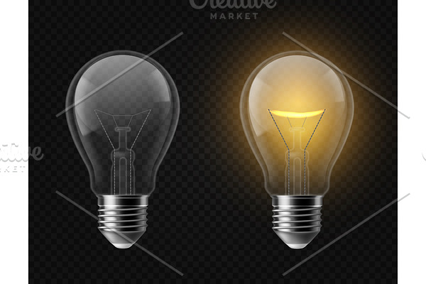 Realistic light bulb. Turned off and