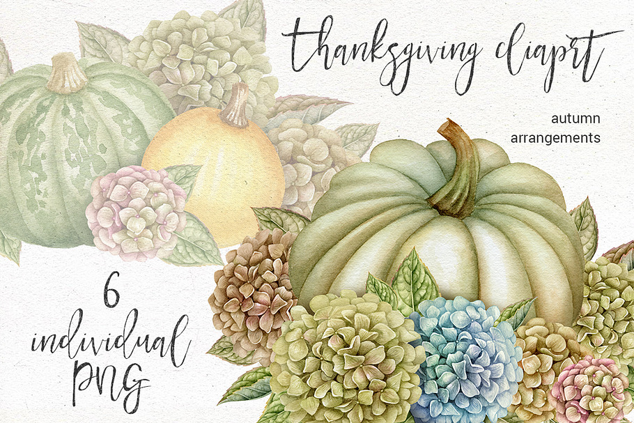 Watercolor Thanksgiving clip art.
