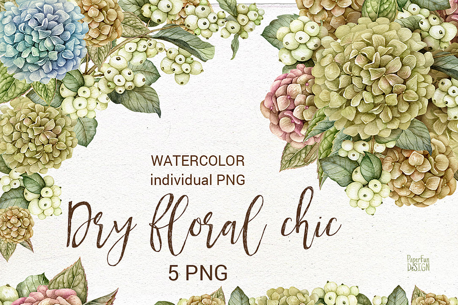 Watercolor Hydrangeas bouquet. in Illustrations - product preview 8