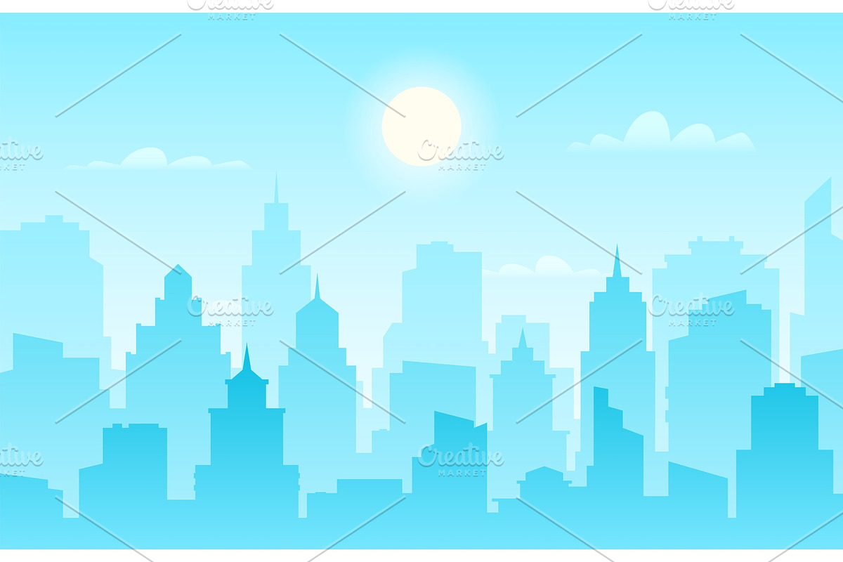 Flat cityscape. Modern city skyline in Illustrations - product preview 8