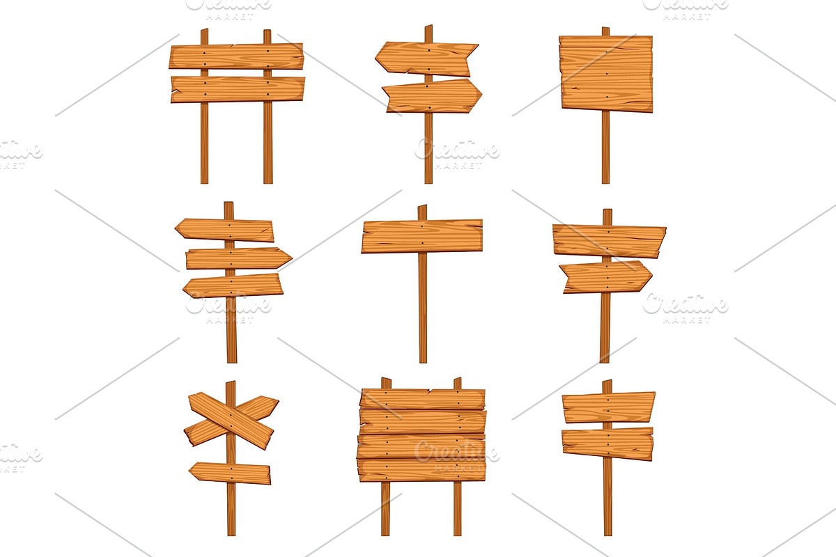 Cartoon wooden arrows. Blank wood in Illustrations - product preview 8
