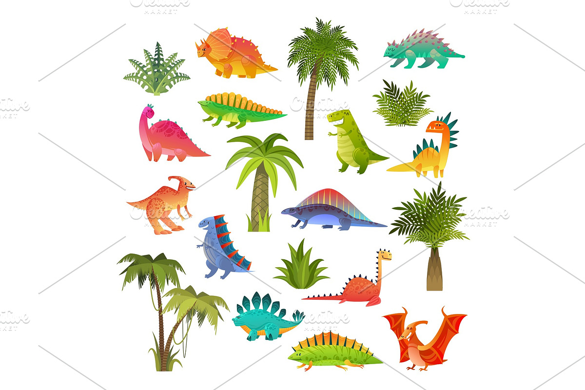 Baby dino set. Funny animal dragon in Illustrations - product preview 8