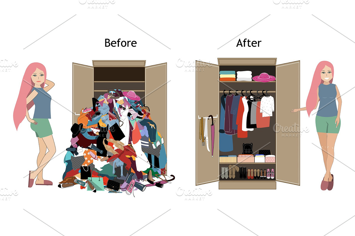 Before untidy and after tidy in Illustrations - product preview 8