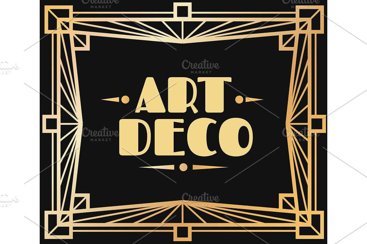 Gold art deco frame. Border with in Illustrations - product preview 8