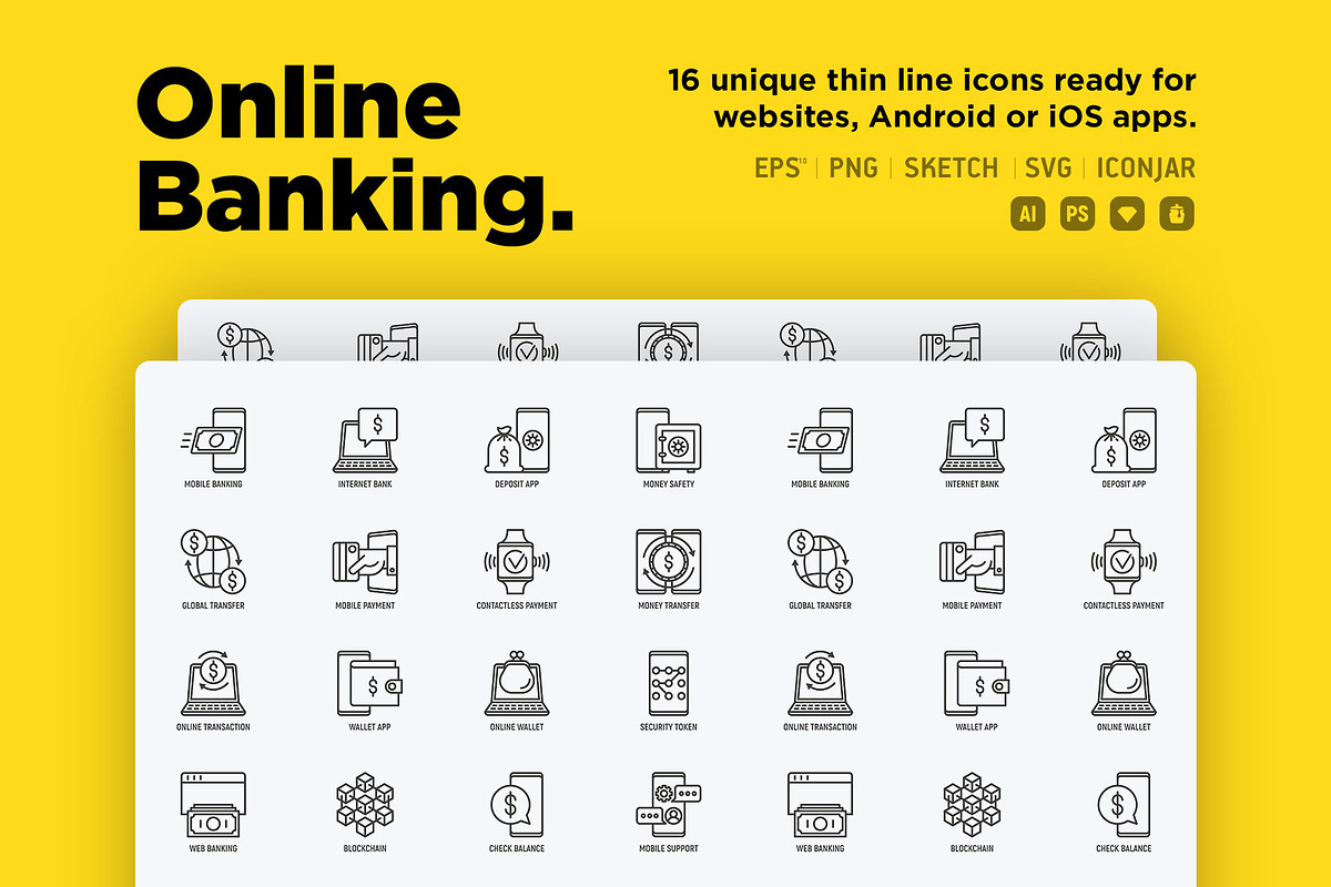 Online Banking | 16 Thin Line Icons in Safety Icons - product preview 8
