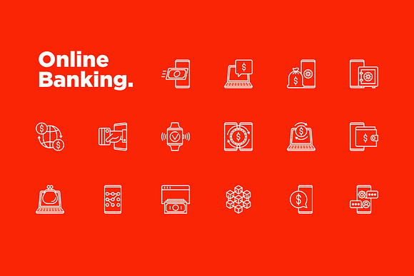 Online Banking | 16 Thin Line Icons in Safety Icons - product preview 3