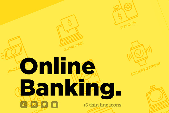 Online Banking | 16 Thin Line Icons in Safety Icons - product preview 12