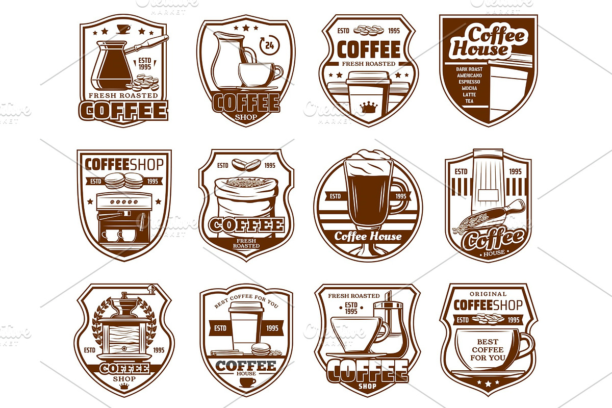 Coffee icons and drinks signs in Illustrations - product preview 8