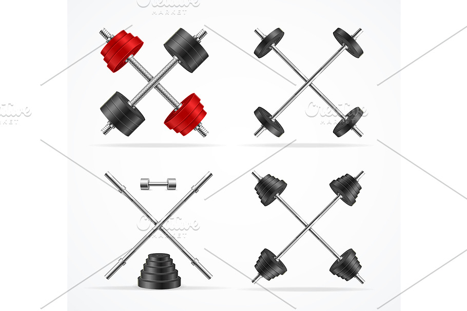 Realistic 3d Barbell and Dumbbells in Objects - product preview 8