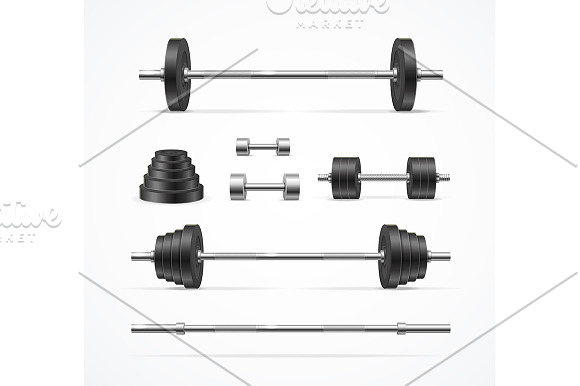 Realistic 3d Barbell and Dumbbells in Objects - product preview 2