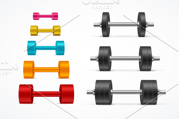 Realistic 3d Barbell and Dumbbells in Objects - product preview 6