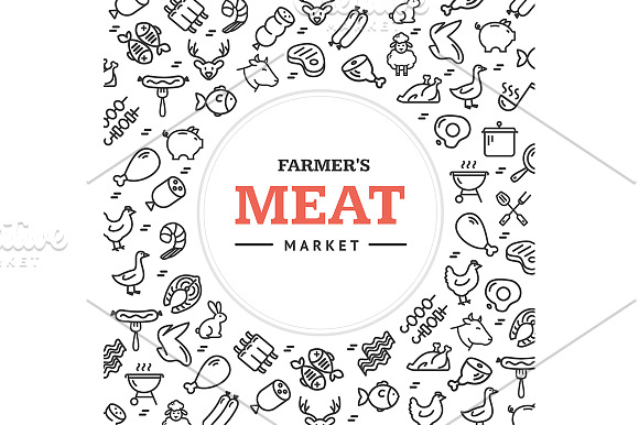 Meat Butchery Banner Set. Vector in Illustrations - product preview 2
