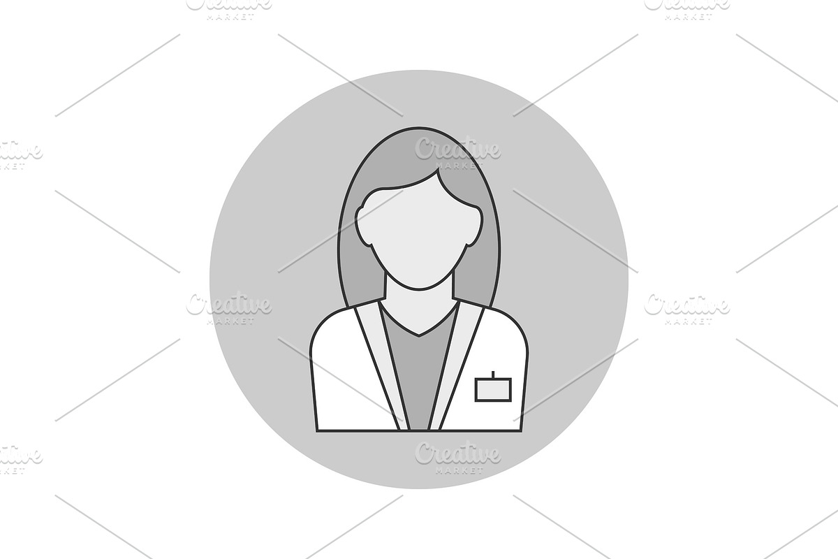 Woman doctor avatar outline icon on in Illustrations - product preview 8
