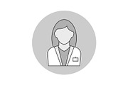 Woman doctor avatar outline icon on