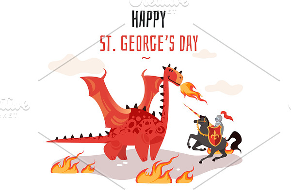 Georges day. Cartoon tradition happy