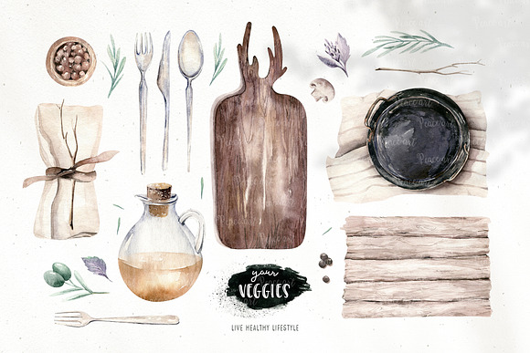 Watercolor fresh veggies collection! in Illustrations - product preview 4