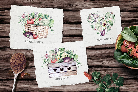 Watercolor fresh veggies collection! in Illustrations - product preview 6