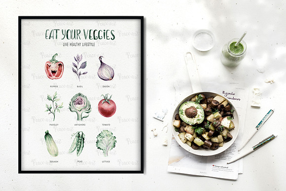Watercolor fresh veggies collection! in Illustrations - product preview 7