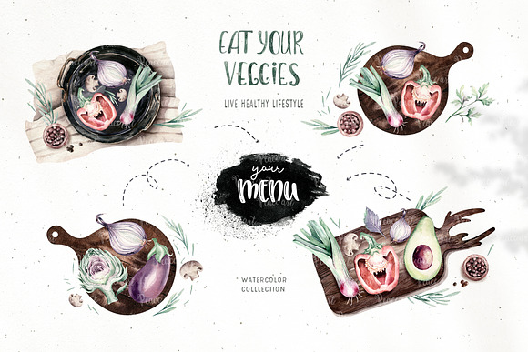 Watercolor fresh veggies collection! in Illustrations - product preview 12