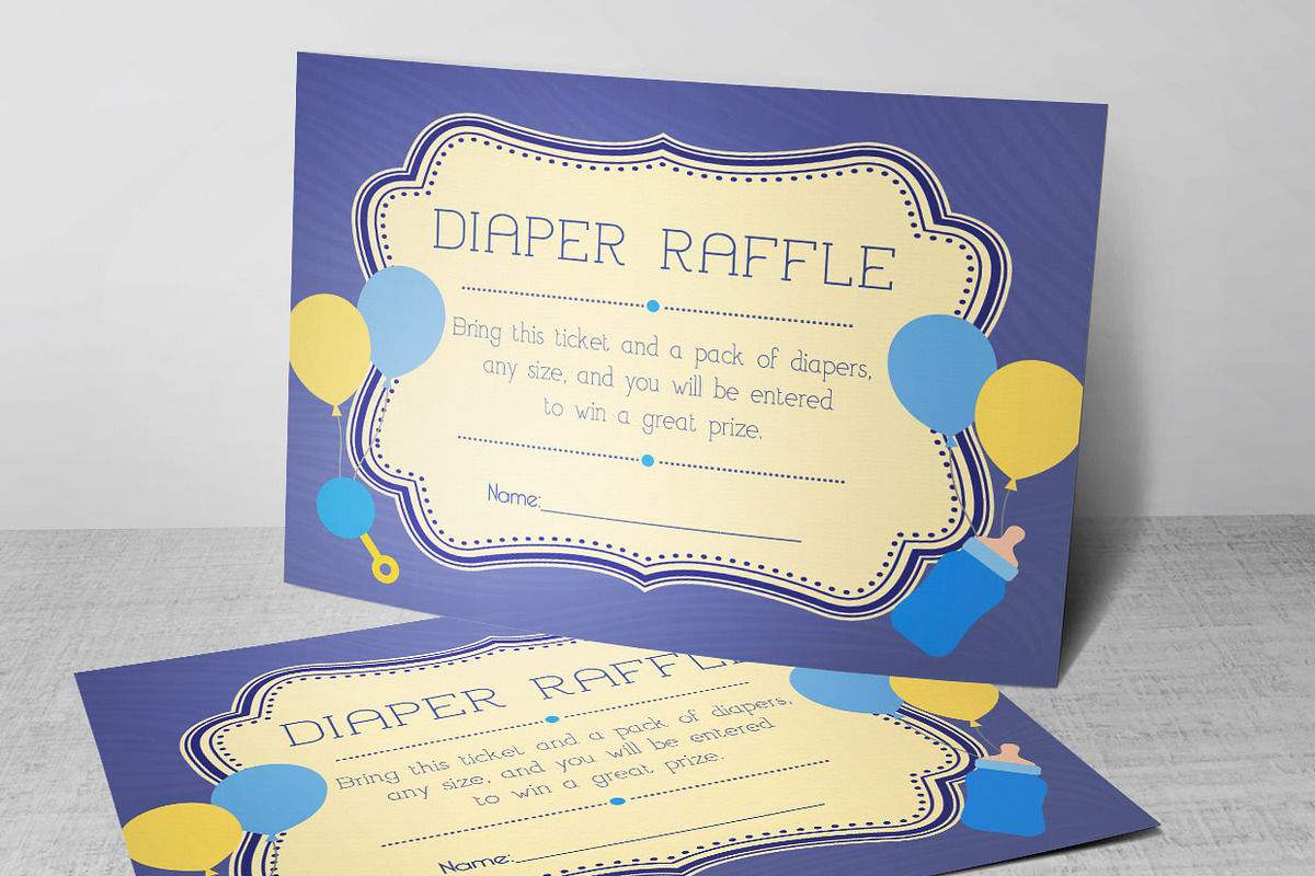 Retro Diaper Raffle Card Photoshop in Postcard Templates - product preview 8
