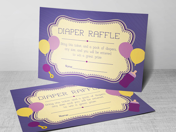 Retro Diaper Raffle Card Photoshop in Postcard Templates - product preview 2