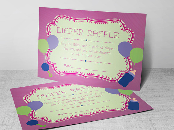 Retro Diaper Raffle Card Photoshop in Postcard Templates - product preview 4