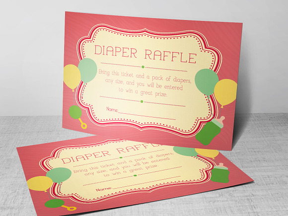 Retro Diaper Raffle Card Photoshop in Postcard Templates - product preview 6