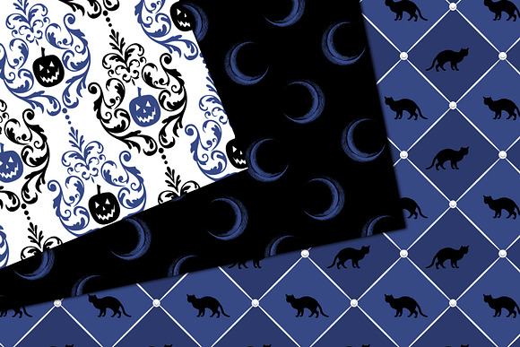Blue Halloween Digital Paper in Patterns - product preview 3