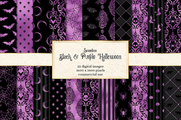 Black & Purple Halloween Patterns