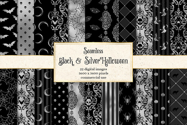 Black & Silver Halloween Patterns