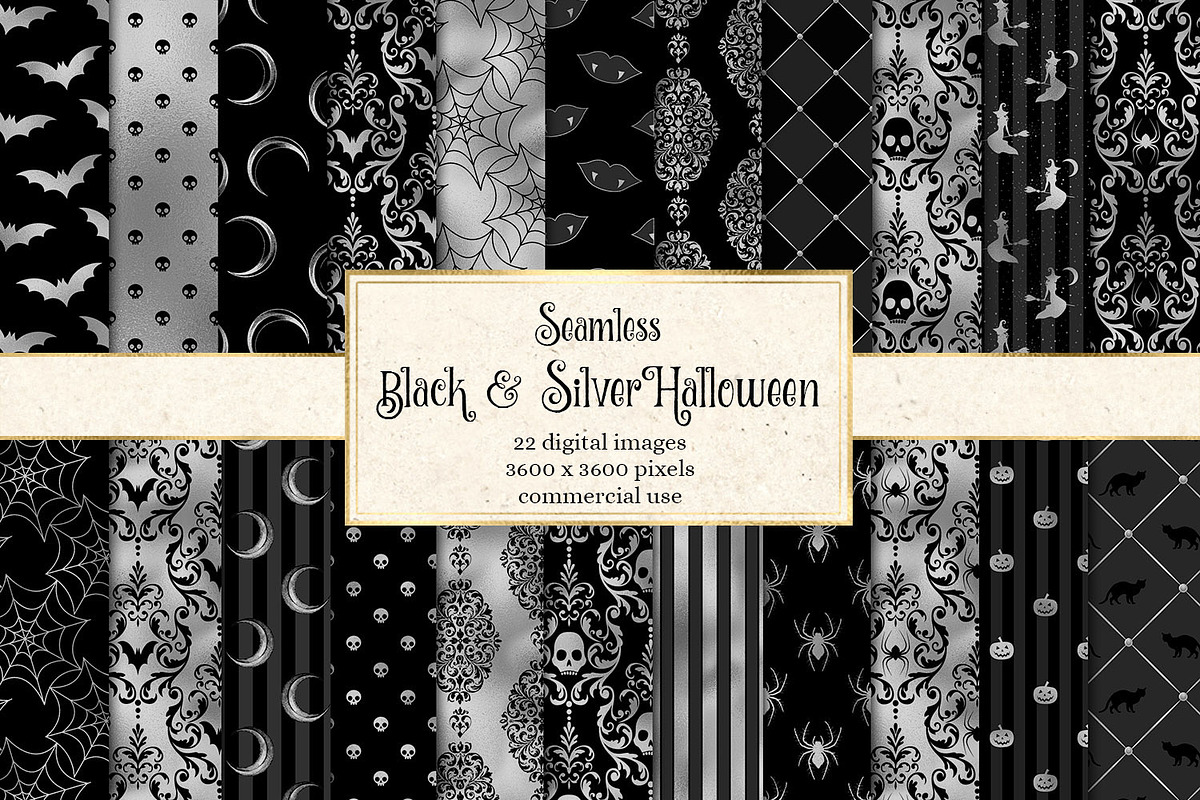 Black & Silver Halloween Patterns in Patterns - product preview 8