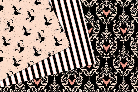 Peach Halloween Digital Paper in Patterns - product preview 2