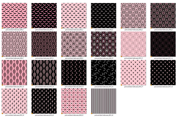 Pink & Black Halloween Digital Paper in Patterns - product preview 3