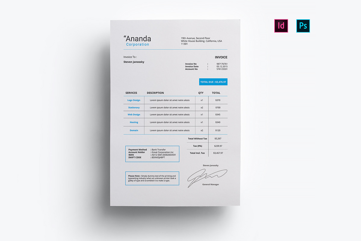 Invoice Template in Stationery Templates - product preview 8