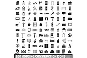100 housing construction icons set