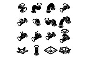 Pipeline constructor icons set