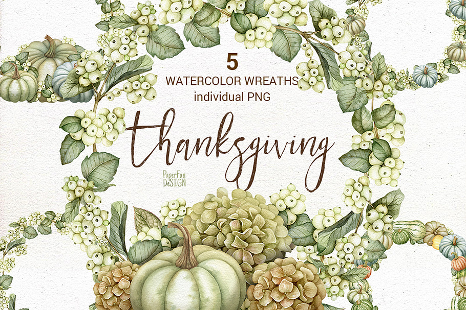 Watercolor autumn wreath PNG. in Illustrations - product preview 8