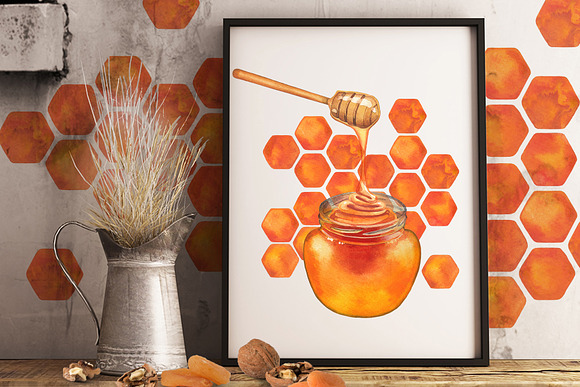 Watercolor honey collection in Illustrations - product preview 3