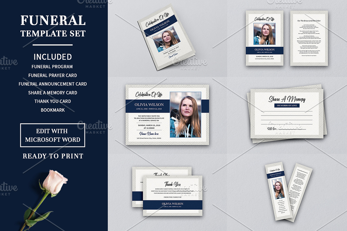 Funeral Program Template Set V01 in Brochure Templates - product preview 8