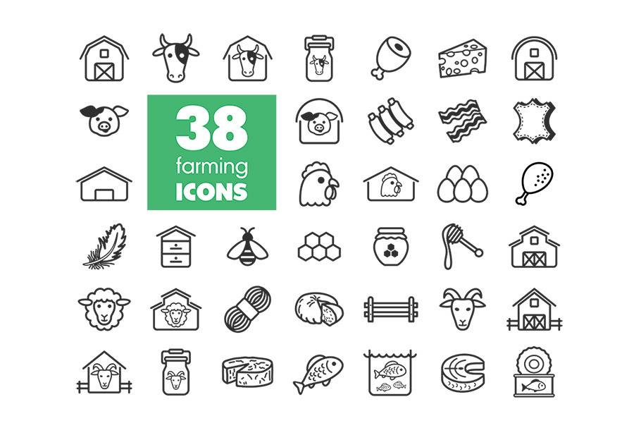 38 Farm animal vector icons