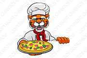 Tiger Pizza Chef Cartoon Restaurant